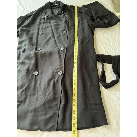 ALLSAINTS Adalia Mac Trench Coat Black US SZ 4 Lightweight Double Breasted